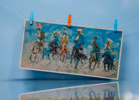 Horse-race painting printed on argal paper